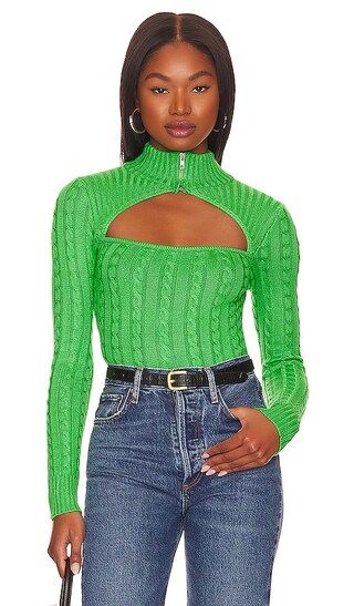 Tanya Cut Out Sweater in Green | Revolve Clothing (Global)