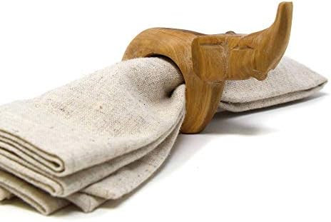 Global Crafts Handcarved Mahogany Wooden Napkin Ring Holders, Elephant, Set of 6 (KWF012_E) | Amazon (US)