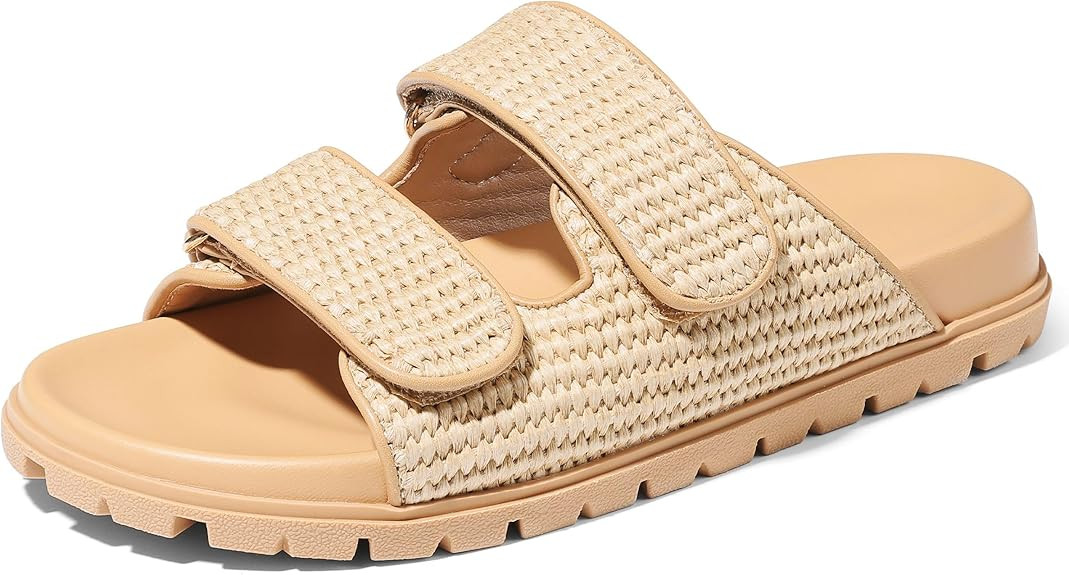 Mattiventon Raffia Sandals for Women Espadrille Summer Beach Sandals Comfortable Slip on Open Toe... | Amazon (US)