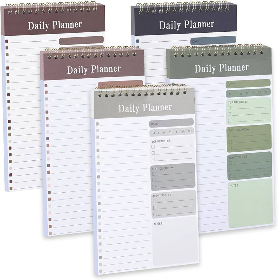 EOOUT 5 Pack To Do List Notepad 5.2" x 7.9" Daily Planner To Do List Notebook Organizer Day Plann... | Amazon (US)