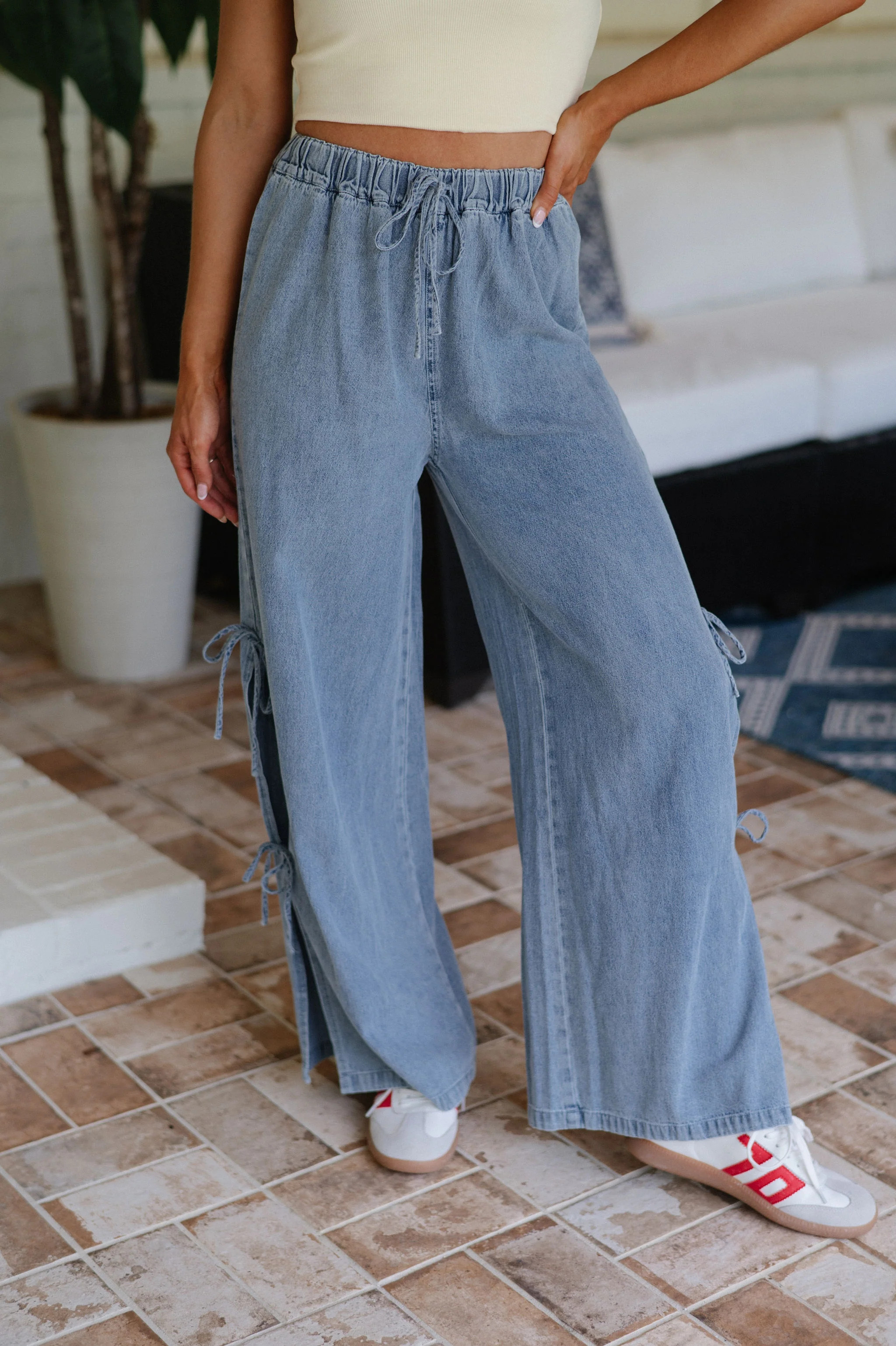 Side Tie Denim Pants | These Three