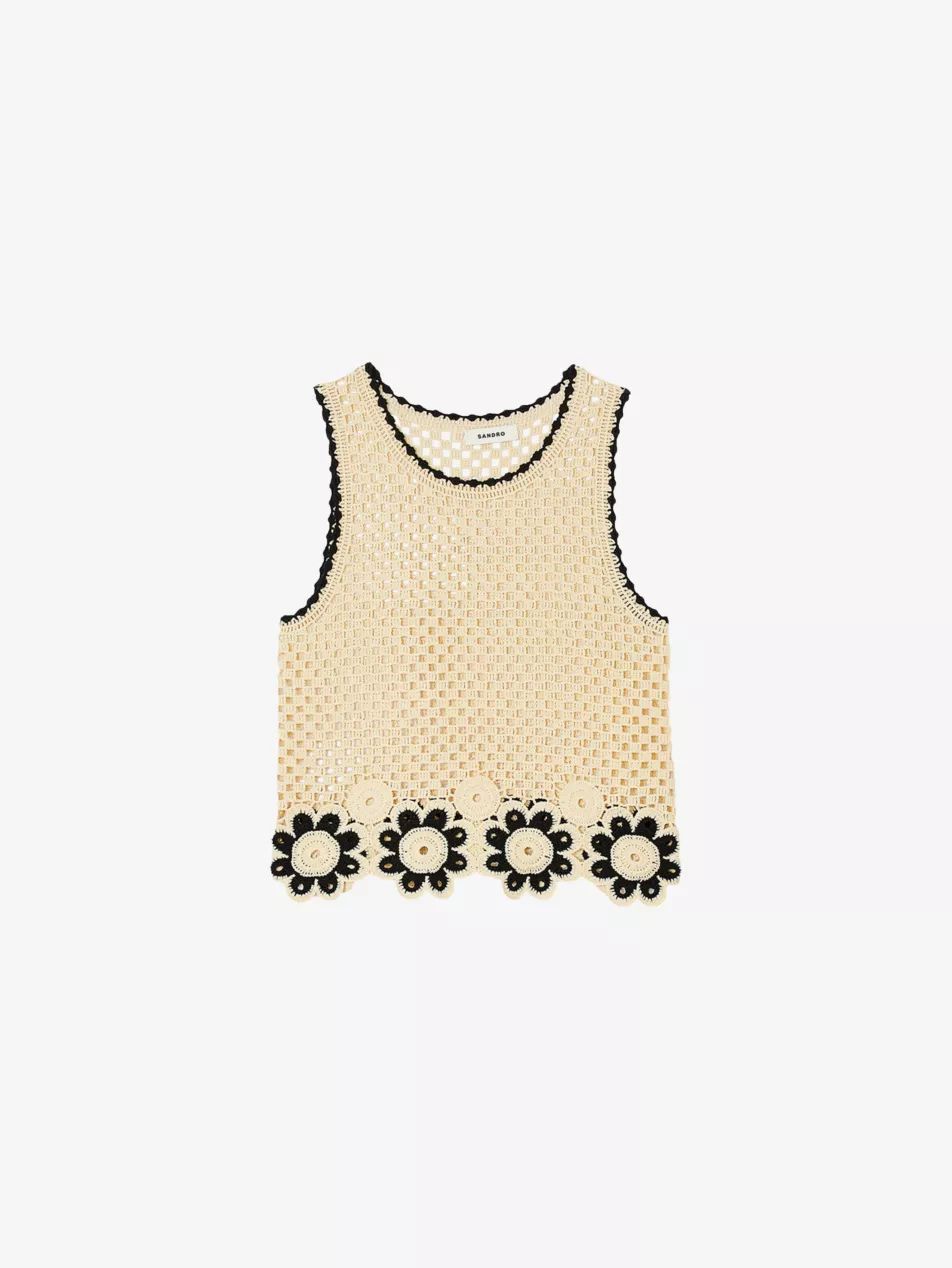 Flower-motif crochet knitted top | Selfridges