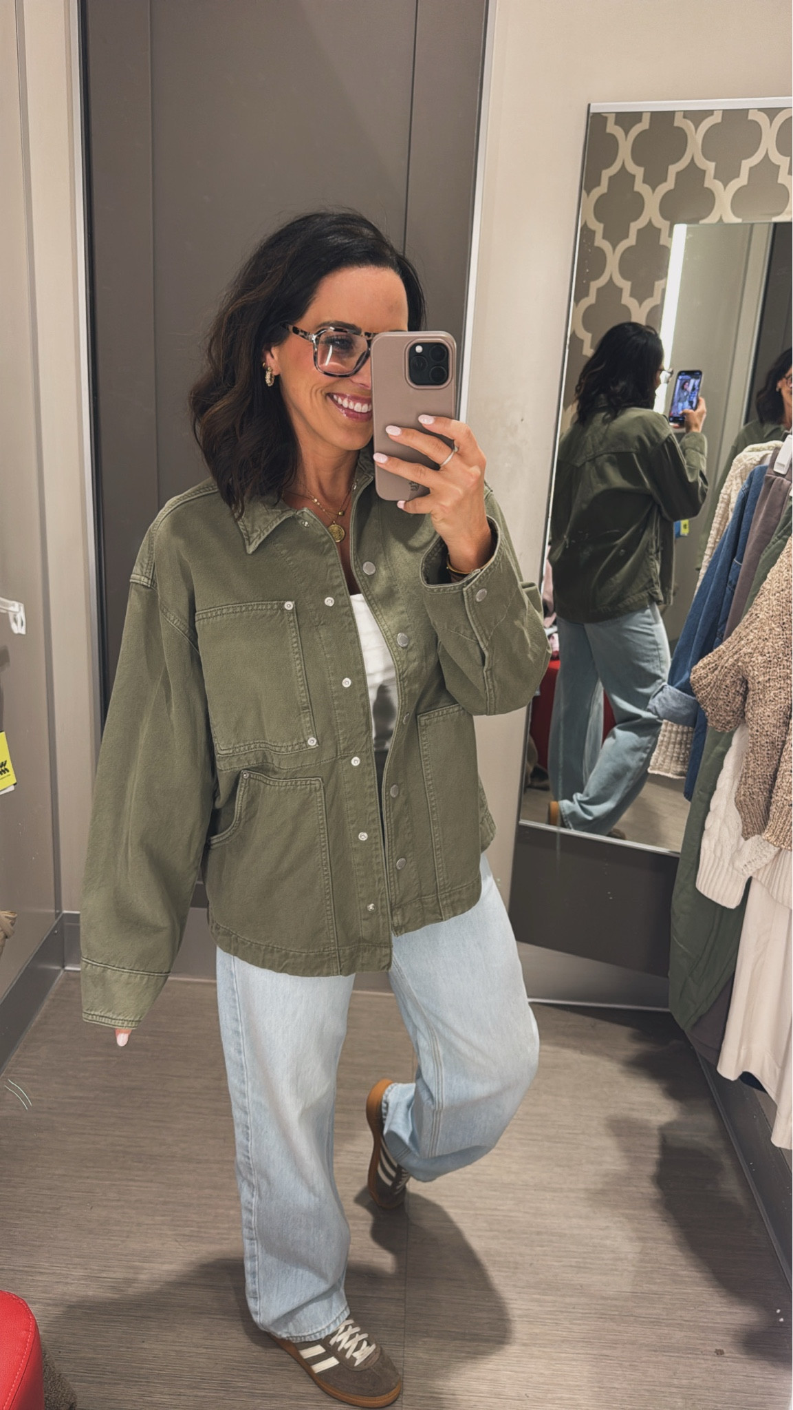 Y'all look at this outfit from @Target A perfect elevated basic for chic casual daily wear. These pants are so comfortable perfect for long work days. Loving this green jacket for the colder days! 

Mom style casual outfits target must haves brown flats women's blouses affordable target fits teacher mom approved women's fashion Vintage Pickin 

#LTKPetite #LTKSeasonal #LTKdayinmylife