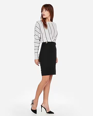 high waisted tab button pencil skirt | Express