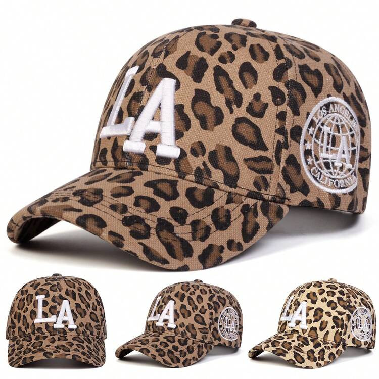 1pc Women Leopard Print LA Baseball Cap, Adjustable Outdoor Sun Protection Casual Hat, Suitable F... | SHEIN