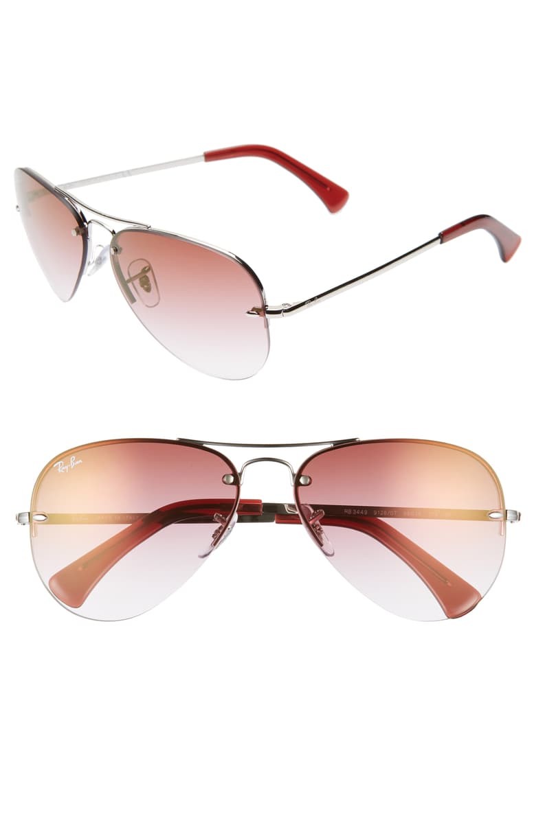 Highstreet 59mm Semi Rimless Aviator Sunglasses | Nordstrom