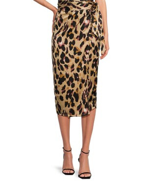 Never Fully Dressed Jaspre Leopard Print Wrap Midi Skirt | Dillard's | Dillard's