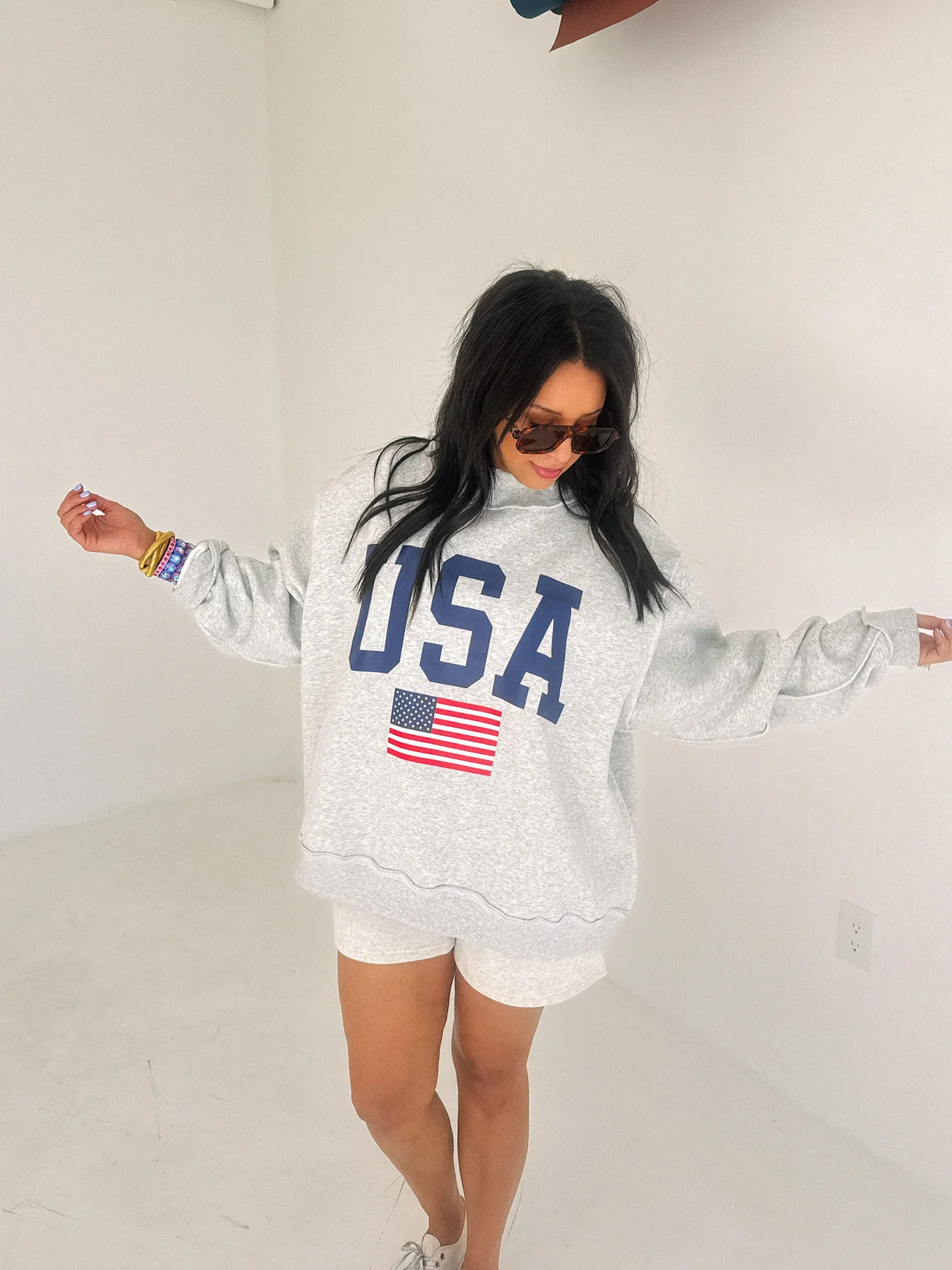 reversible USA / america mock neck - ash | Etta+East