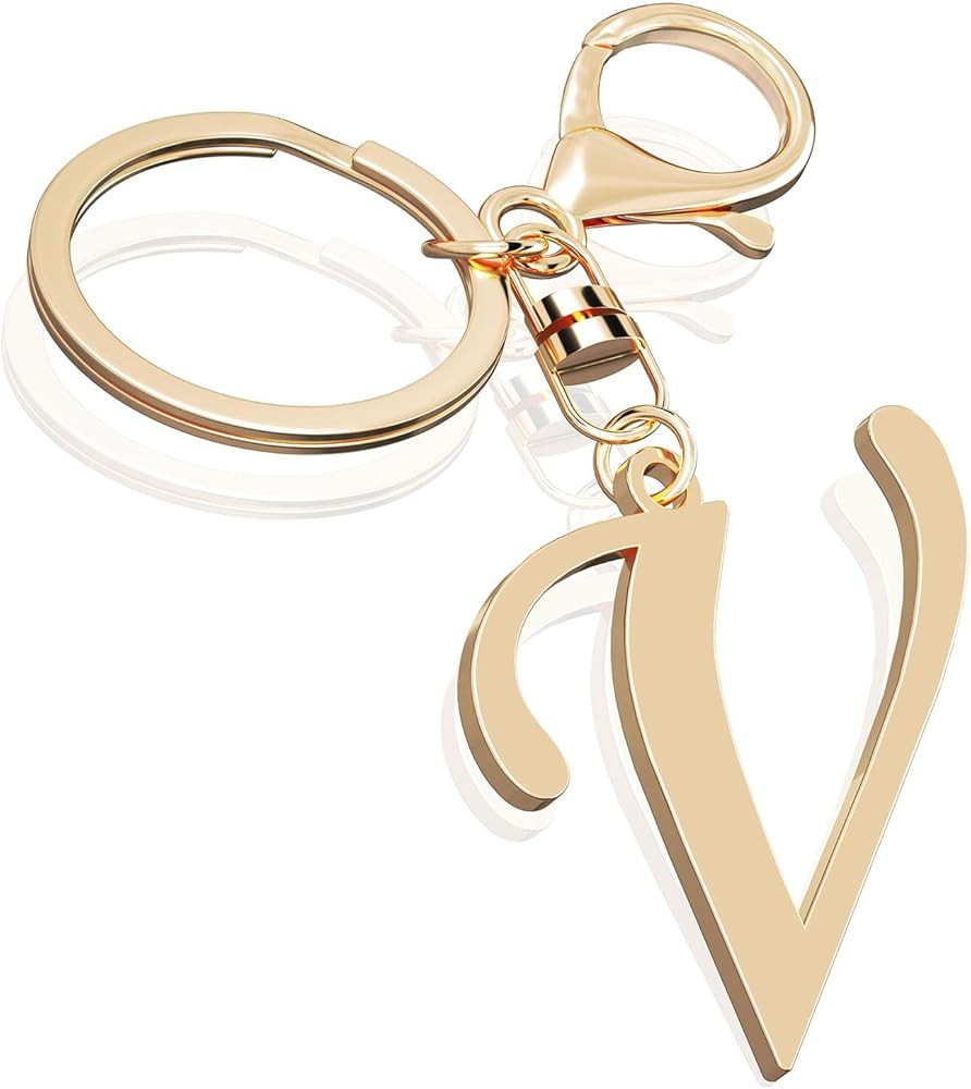 Cute Stainless Steel Gold Initial Letter Keychain for Women Girl, Charms for Key Handbag Backpack... | Amazon (US)