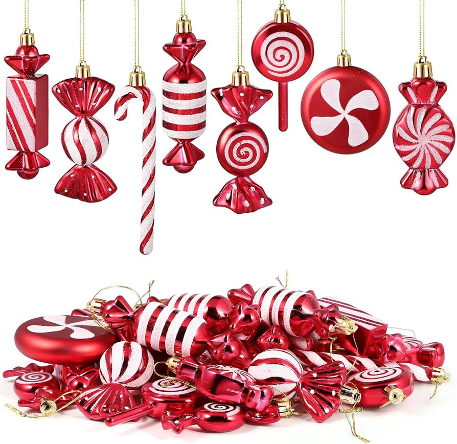 Leyndo 24 Pcs Christmas Candy Hanging Ornament Candy Cane Christmas Tree Decoration Peppermint Lo... | Amazon (US)
