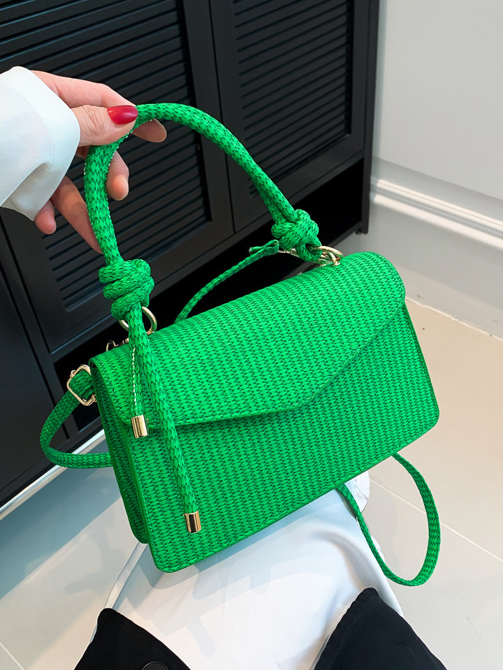 New Arrival Green Vintage Woven Texture Handbag Women's Shoulder & Crossbody Bag | SHEIN