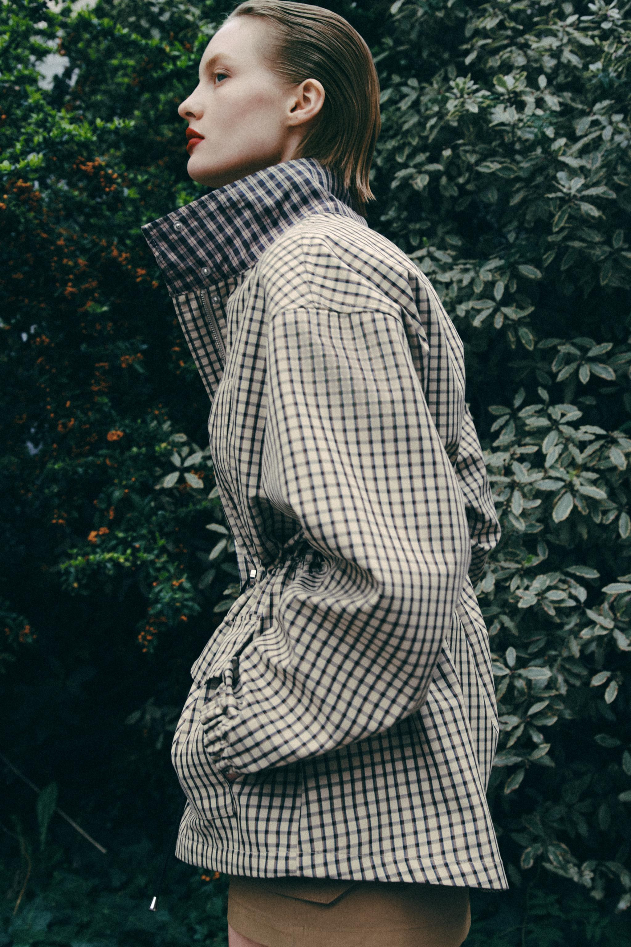 CHECK HIGH-NECK JACKET | Zara UK