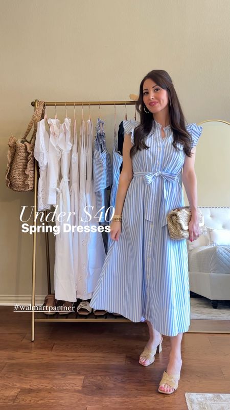 The perfect spring dresses under $40!😍 @walmartfashion #walmartpartner Everything is SO GOOD 👏🏻 and fit true to size! Wearing my usual XS in all dresses except for the pink maxi - size small. Also linking what’s on my rack! #walmartfashion #walmartfinds #walmarthaul spring outfits blue and white striped dress eyelet dresses 

#LTKfindsunder50 #LTKsalealert #LTKstyletip