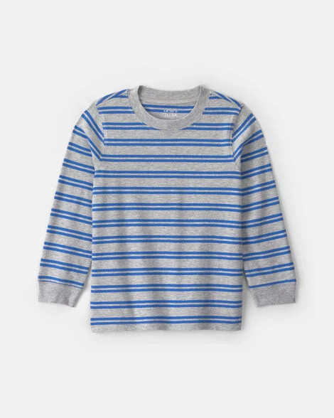 Toddler Boy Striped Long-Sleeve Tee - Grey/Blue | Carter's | Carter's Inc