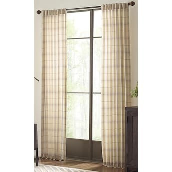 allen + roth 95-in Cream Polyester Light Filtering Back Tab Single Curtain Panel Lowes.com | Lowe's