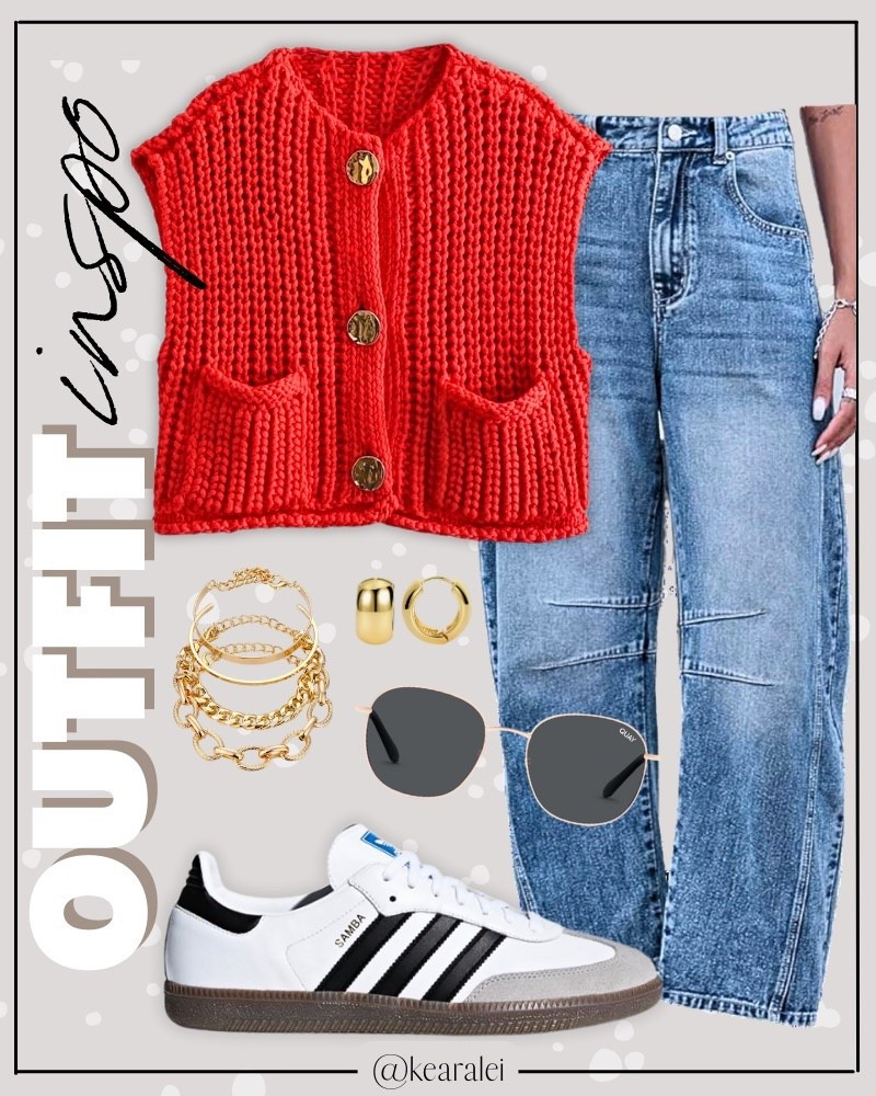 Winter outfits fall outfit cool mom outfits midsize outfit teacher outfits business casual Free People inspired outfit looks for less Amazon fashion affordable outfits red chunky short sleeve cardigan gold buttons sweater vest cardigan mock neck sweater shirt knit top with wide Amazon free people inspired barrel jeans barrel leg denim adidas sambas sneakers white sneaker shoes boho outfit casual mom outfit momiform business casual teacher outfit teaching workwear office work wear outfits || #freepeople #boho #amazon #walmart #target #fashion #fall #teacher
.
.
deals sales sale alert Amazon fashion, teacher outfits, business casual, casual outfits, neutrals, street style, Midi skirt, Maxi Dress, Swimsuit, Bikini, Travel, skinny Jeans, Puffer Jackets, Concert Outfits, Cocktail Dresses, Sweater dress, Sweaters, cardigans Fleece Pullovers, hoodies, button-downs, Oversized Sweatshirts, Jeans, High Waisted Leggings, dresses, joggers, fall Fashion, winter fashion, leather jacket, Sherpa jackets, Deals, shacket, Plaid Shirt Jackets, apple watch bands, lounge set, Date Night Outfits, Vacation outfits, Mom jeans, shorts, sunglasses, Disney outfits, Romper, jumpsuit, Airport outfits, biker shorts, Weekender bag, plus size fashion, Stanley cup tumbler, boots booties tall over the knee, ankle boots, Chelsea boots, combat boots, pointed toe, chunky sole, heel, high heels, mules, clogs, sneakers, slip on shoes, Nike, adidas, vans, dr. marten’s, ugg slippers, golden goose, sandals, high heels, loafers, Birkenstocks, Steve Madden Target, Abercrombie and fitch, Nordstrom


#LTKootd #LTKSaleAlert #LTKSeasonal