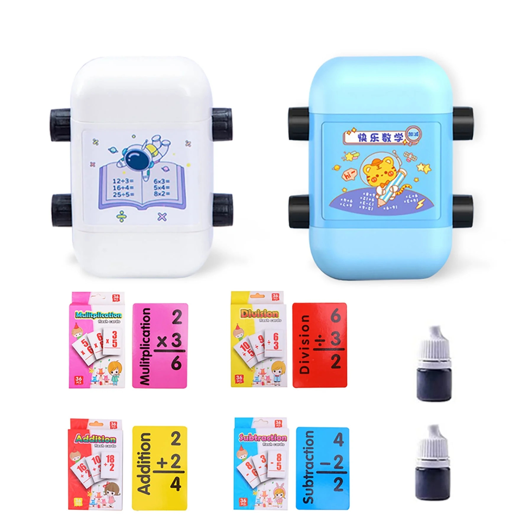 Kahopy Math Roller Stamp with 4 Math Flash Cards, 2-in-1 Addition, Subtraction, Multiplication, D... | Walmart (US)