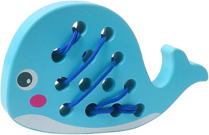 Wooden Lacing Whale Threading Toys Wood Block Puzzle Car Airplane Travel Game Montessori Early De... | Amazon (US)