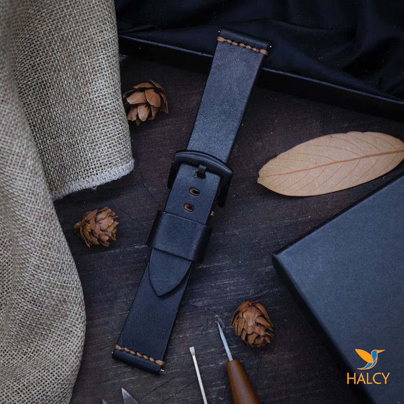 Black Leather Watch Strap, Choice of Width, Choice Color Buckle With Quick-release Spring Bars, I... | Etsy (US)