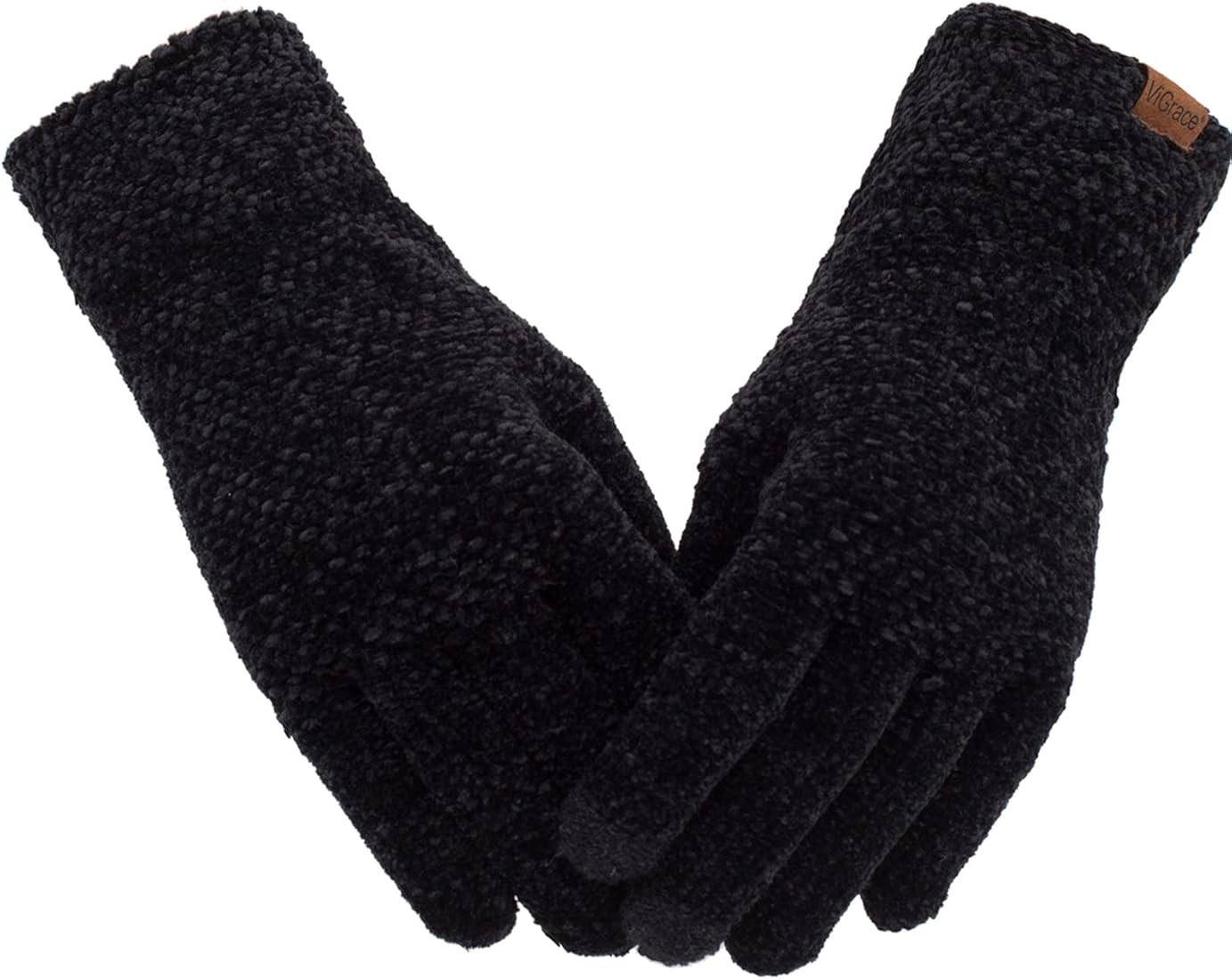 ViGrace Winter Touchscreen Gloves for Women Chenille Warm Knit with 3 Touch Screen Fingers Textin... | Amazon (US)