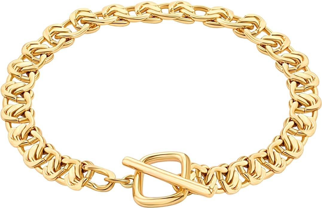 SOFYBJA 18k Gold Plated Personalized Chunky Cuban Oval Link Chain Bracelets for Men Toggle Rope B... | Amazon (US)