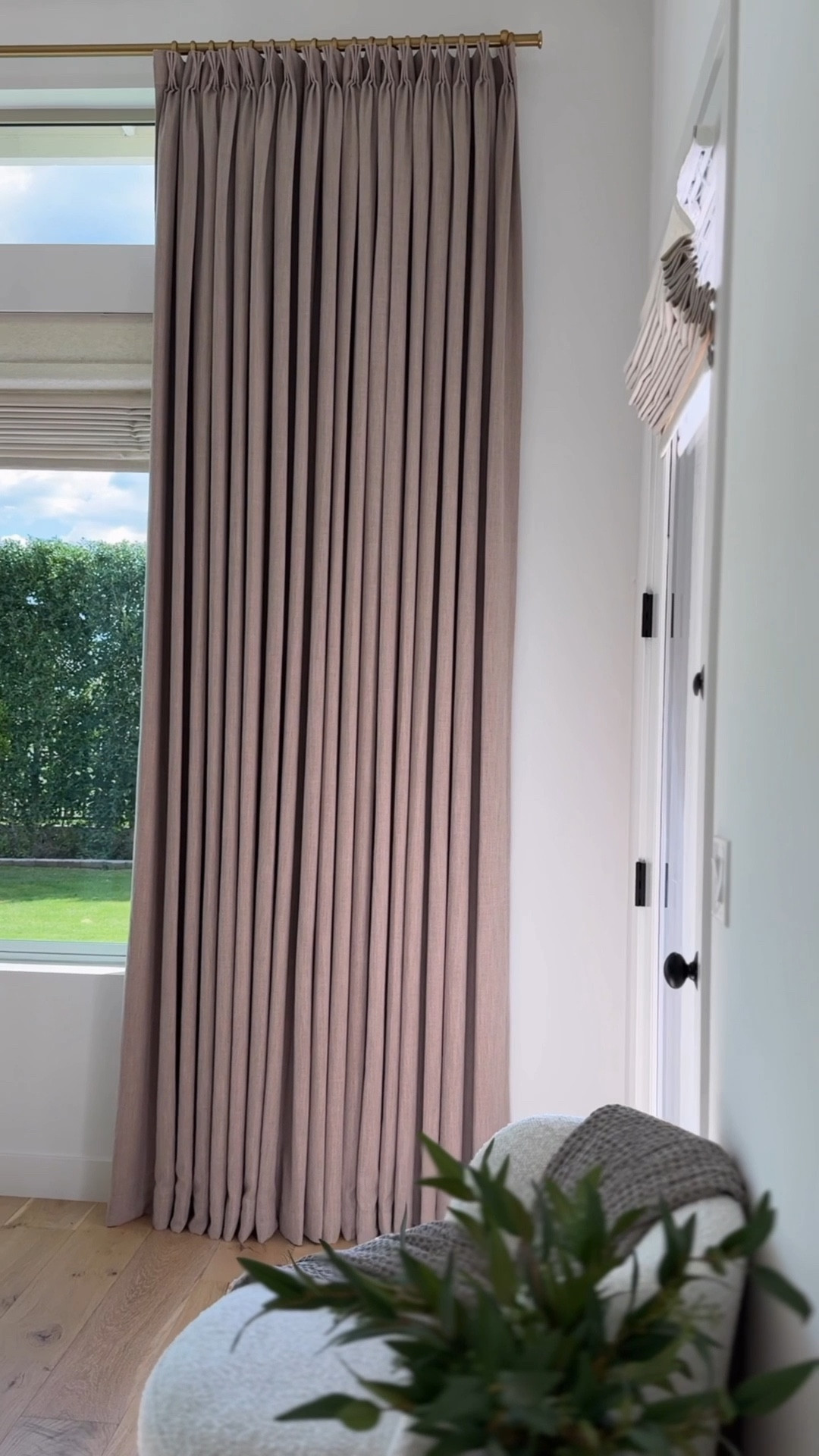 OUR CURTAIN DETAILS 👇 

**ON OUR SMALLER WINDOWS**
•Lille Polyester Linen Curtains Drape-Pleated
•Color: Grey Beige
•Hanging Header Style (Adjustable Hooks & Rings included):French Pleat - Triple 
•Single Panel Width After Pleats Made 52 in.
•Single Panel Length (Height) 120 in.
Lining Type:Blackout Liner 180 gsm White
Grey 

**ON OUR LARGE WINDOWS**
Lille Polyester Linen Curtains Drape-Pleated
Color: Grey Beige
Hanging Header Style (Adjustable Hooks & Rings included):French Pleat - Triple 
Single Panel Width After Pleats Made 106 in.
Single Panel Length (Height) 120 in. 
Lining Type:Blackout Liner 180 gsm White
Grey
#LTKWatchNow #LTKStyleTip

#LTKHome