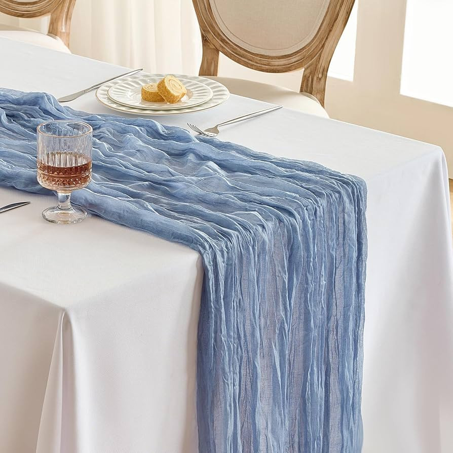 Fanami 1 Pack Cheesecloth Table Runner -10FT Dusty Blue Boho Gauze Cheese Cloth Table Runner 120 ... | Amazon (US)