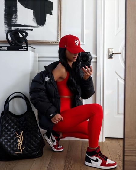 Amazon workout outfit 
Amazon red workout set wearing a small
The North Face black puffer jacket wearing an XS
Nike Air Jordan sneakers run TTS



#LTKshoecrush #LTKfit #LTKunder100