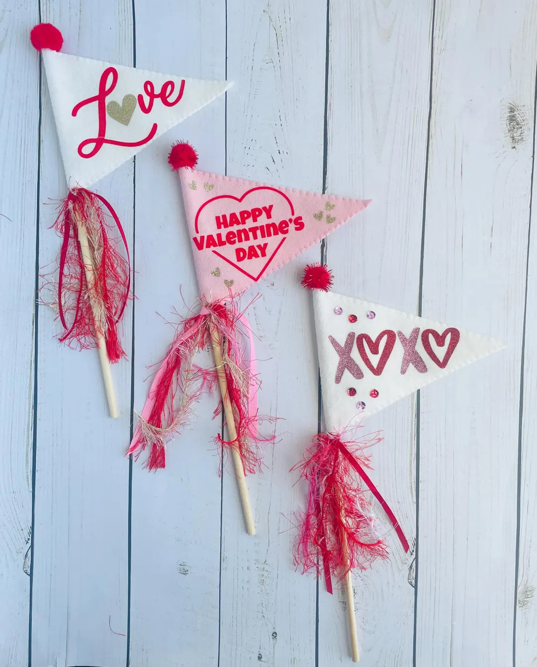 Valentine’s Day Felt Pennant Flag Decor, Love, XOXO, Happy Valentine’s Day Banner, Handmade G... | Etsy (US)