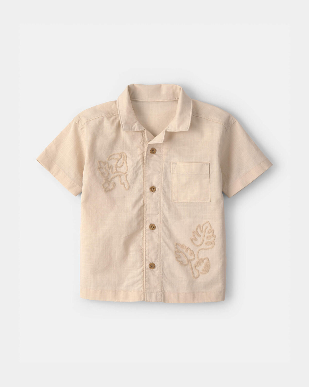 Toddler Boy Toucan Embroidered Short-Sleeve Button-Down Shirt - Khaki | Carter's Inc