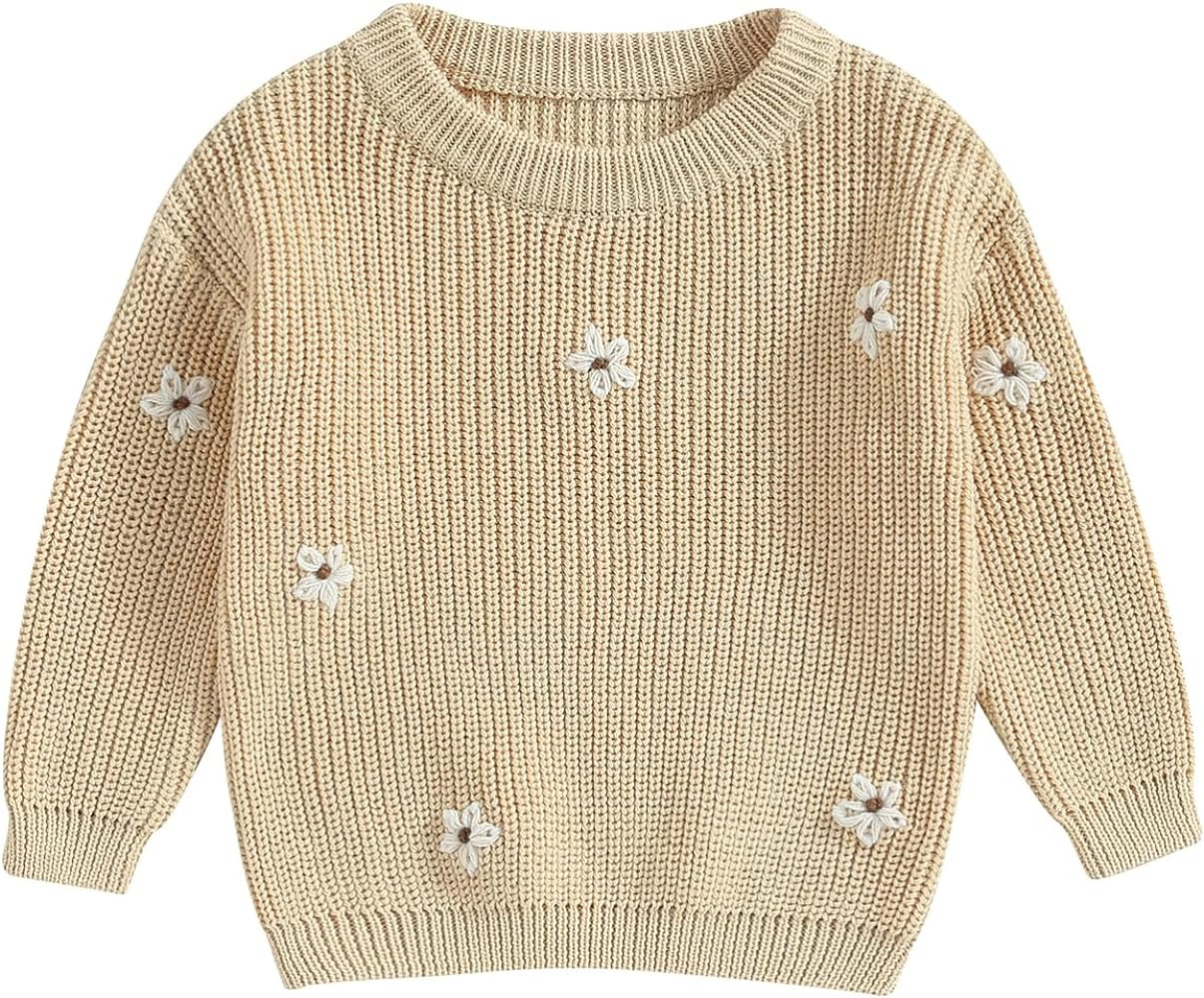 Karwuiio Toddler Baby Girl Boy Knit Sweater Round Neck Long Sleeve Pullover Sweatshirt Fall Winte... | Amazon (US)