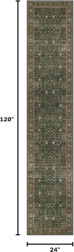 GENIMO 2x10 Non Slip Runner Rug, Washable Long Thin Hallway Dark Green | Amazon (US)