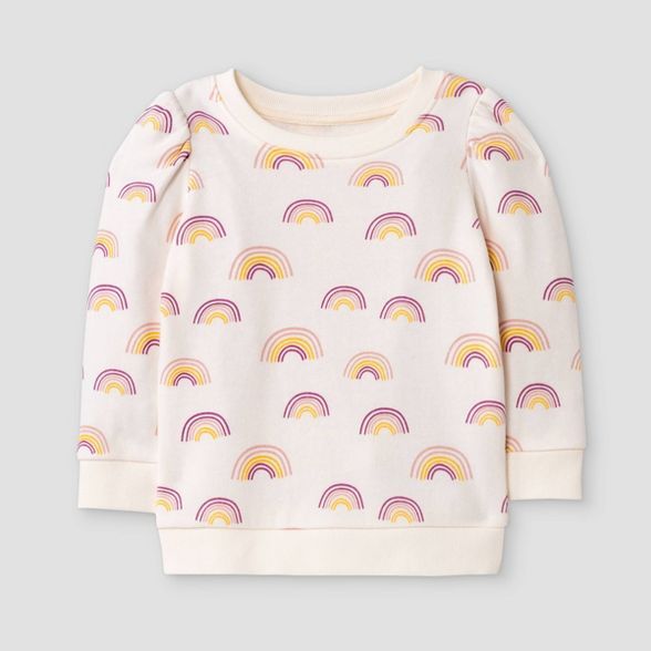 Grayson Mini Toddler Girls' Rainbow Pullover Sweatshirt - Cream | Target