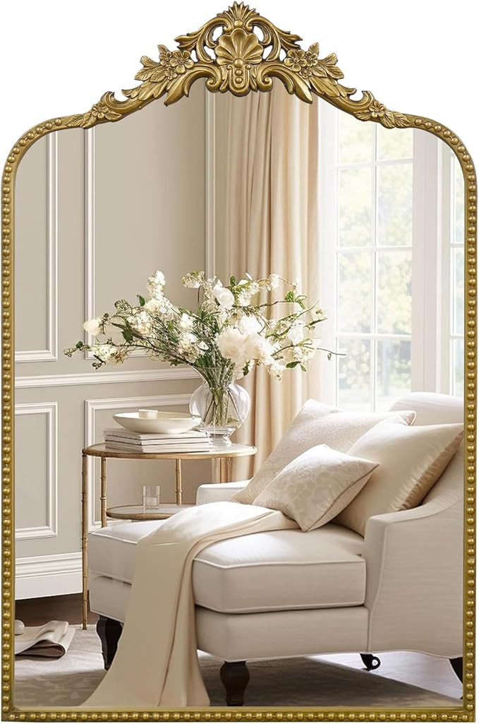 G-LEAF Vintage Baroque Full Length Floor Mirror 30"X48", Victorian Antique Mirror with Black Brus... | Amazon (US)