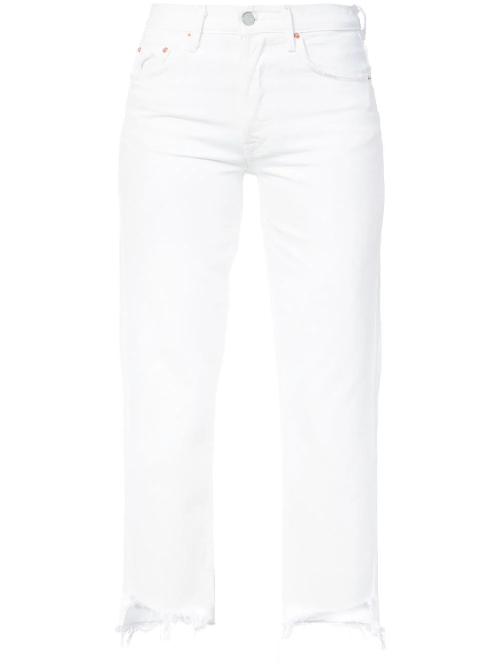 Grlfrnd distressed effect cropped jeans - White | FarFetch US