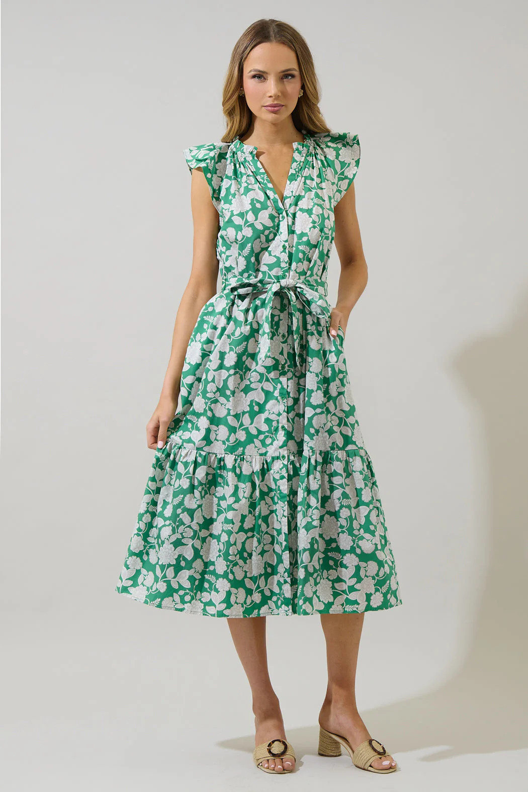 Baxley Floral Charlotte Button Midi Dress | Sugarlips