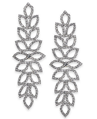 INC International Concepts Silver-Tone Rhinestone Leaf Statement Earrings, Created for Macy's & R... | Macys (US)