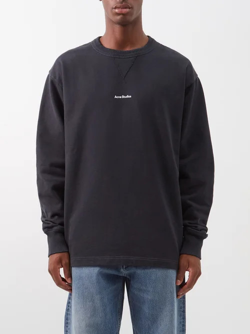 Acne Studios - Fin Logo-print Cotton-jersey Sweatshirt - Mens - Black | Matches (US)
