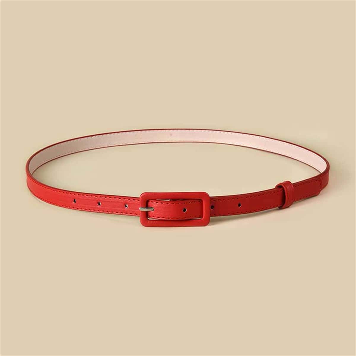 Ladies' Solid Color Square Buckle Fashionable All-match Waist Belt | SHEIN