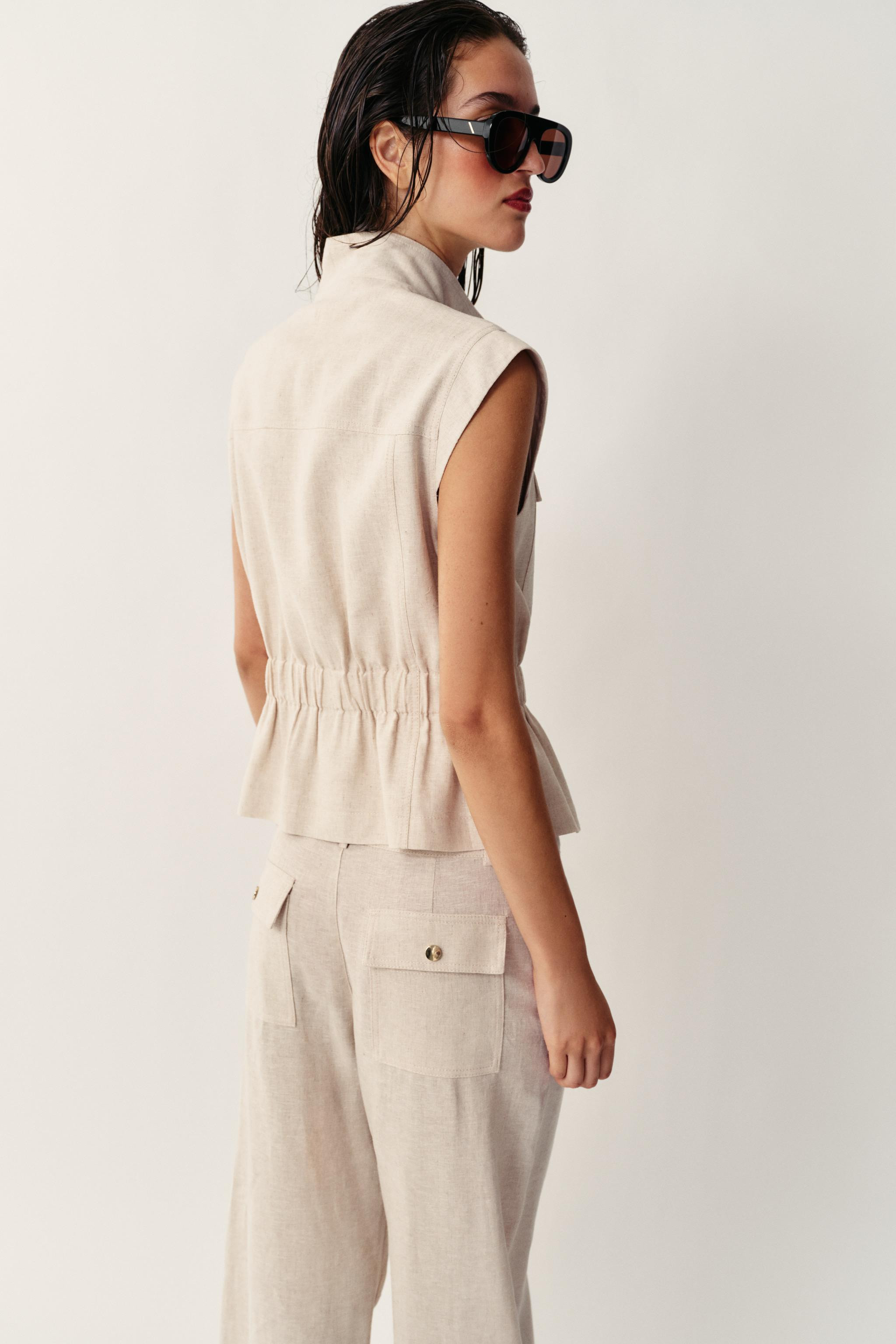 LINEN BLEND POCKET VEST | Zara US