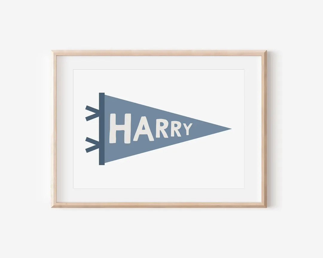 Personalized Name Flag Digital Print, Nursery Name Sign, Retro Vintage Wall Art, Nursery Name Pri... | Etsy (US)