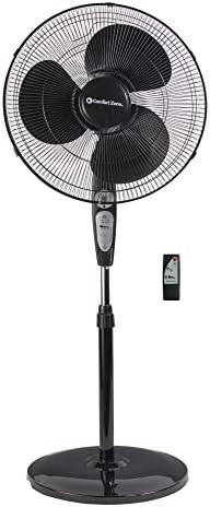 Comfort Zone CZST181RBK Quiet 3-Speed Adjustable Height 18-inch Oscillating Pedestal Fan with Rem... | Amazon (US)
