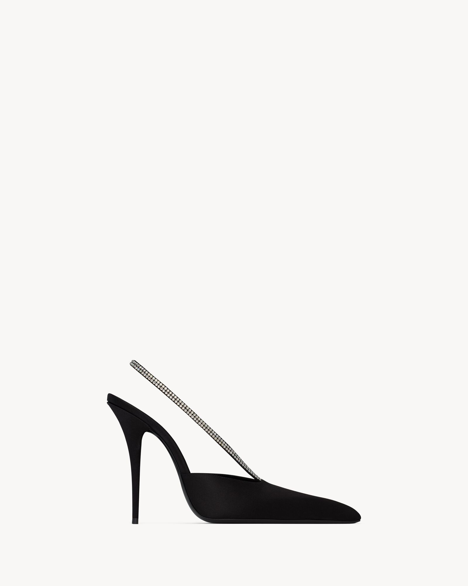 AMANDA slingback pumps in satin crepe and rhinestones | Saint Laurent Inc. (Global)