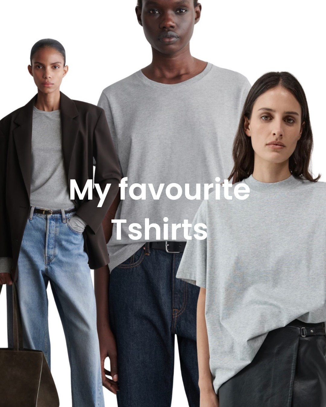 A good T-shirt can make or break an outfit.

If you’re starting from
Scratch, go 3 colours … white, black and grey.

My favourite everyday is UNIQLO U Cotton T-shirt always size Medium.  Slightly oversized in Assembly Label Base Tee - I wear a Size 8.  For a Slouchy tshirt I love COS, I wear Small or Medium.

The longsleeve tshirt in COS, Assembly Label and & Other Stories are great.  True to size.

All listed below xx