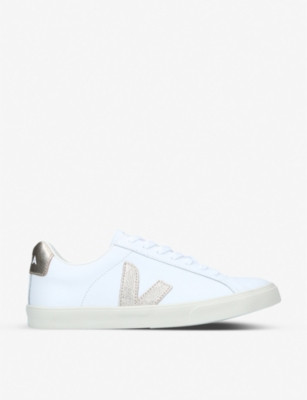 Women's Esplar logo-embossed low-top leather and canvas trainers | Selfridges