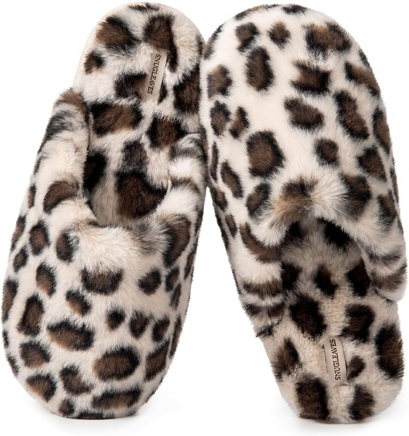 Snug Leaves Women's Fuzzy Scuff Slippers Soft Comfy Memory Foam Non-slip Indoor House Shoes | Amazon (US)
