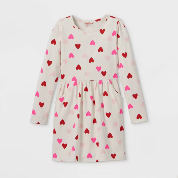 Girls' Printed Long Sleeve Knit Dress - Cat & Jack™ | Target