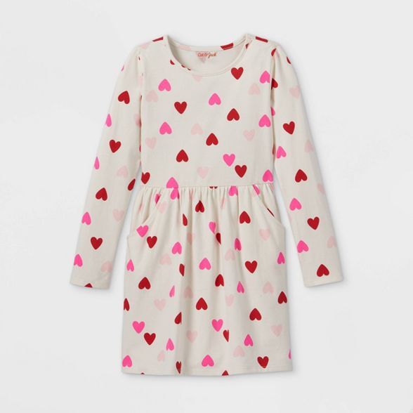 Girls' Printed Long Sleeve Knit Dress - Cat & Jack™ | Target