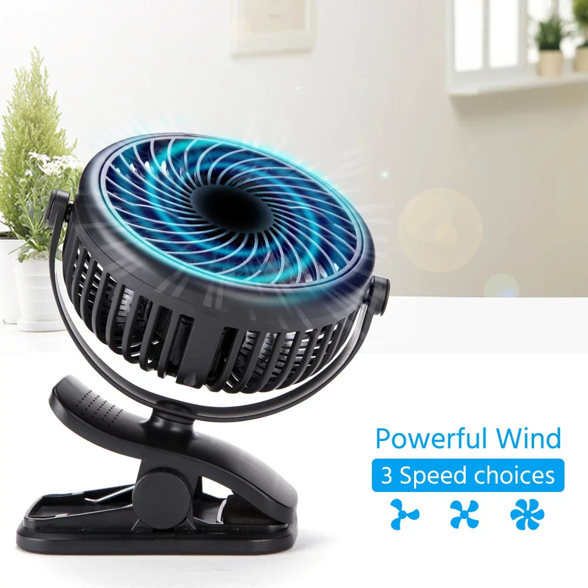 USB Powered Clip on Fan Portable Fan 360° Adjustable Small Desk Fan USB Powered Clip Fan for Off... | Walmart (US)