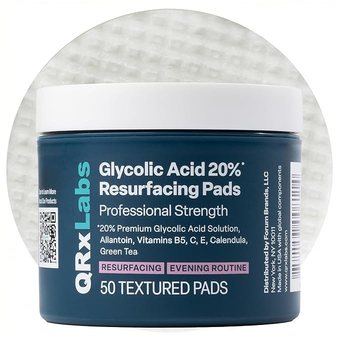 QRxLabs Glycolic Acid Pads - 20% Resurfacing Pads AHA for Face & Body - Exfoliates Skin Surface a... | Amazon (US)